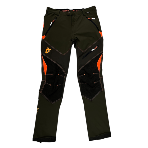 Pantalone strecht green/flou orange